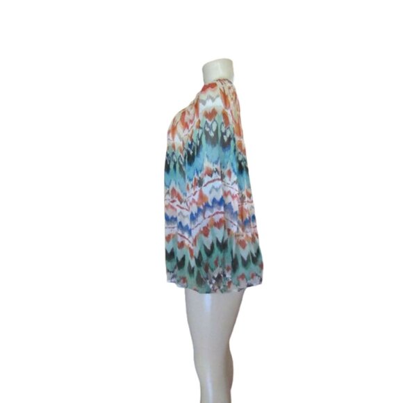 Sundance 100% Silk Green/Orange Blouse With Buttons Size L - Picture 7 of 7